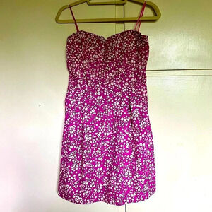 Kirious Pink Cotton Floral Strapless Dress‎ Size Large